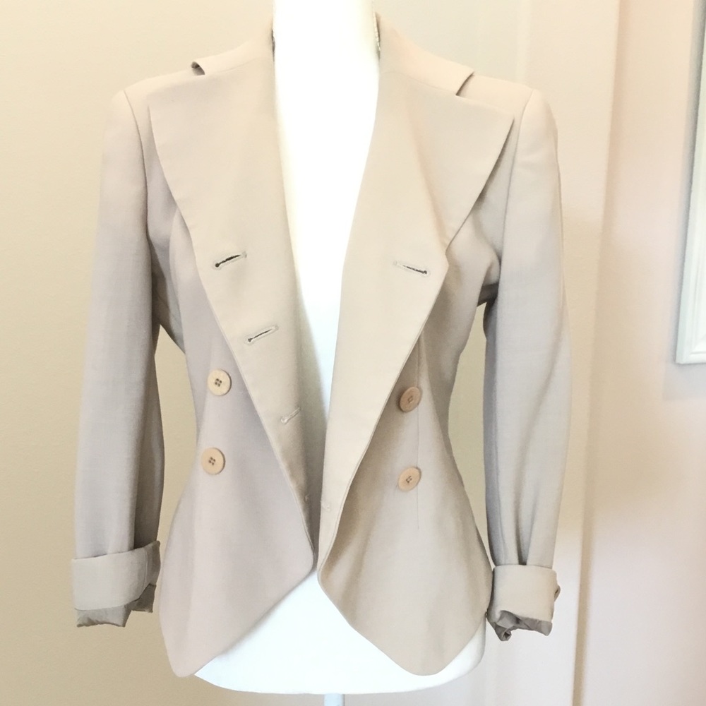 Giorgio Armani wool dbl breasted suit jacket - Picture 3 of 8